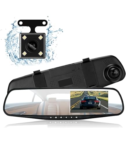 Dash Cam Front and Rear, 12'' Rearview Mirror Camera, 1080P Car